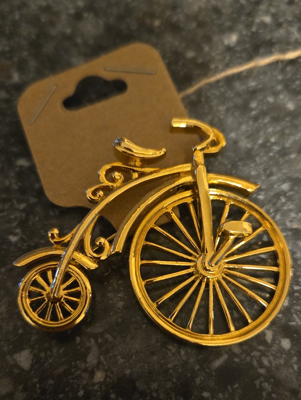 Gold Bicycle Brooch Pin